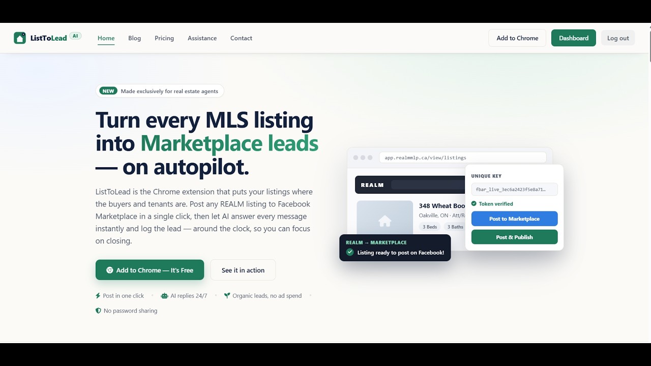 Turn every MLS listing into Marketplace leads &mdash; on autopilot.