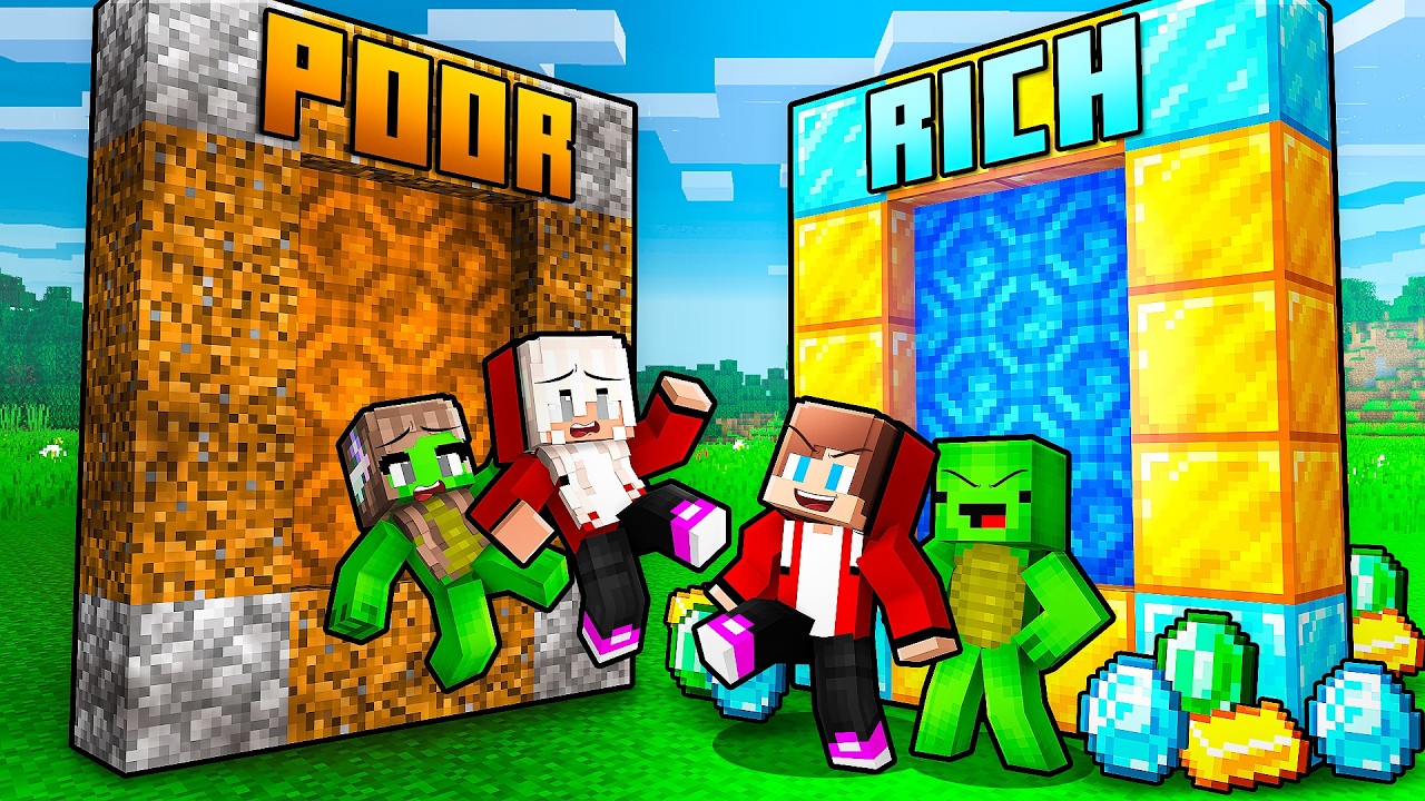 JJ and Mikey: POOR vs RICH Portal Battle in Minecraft - Maizen