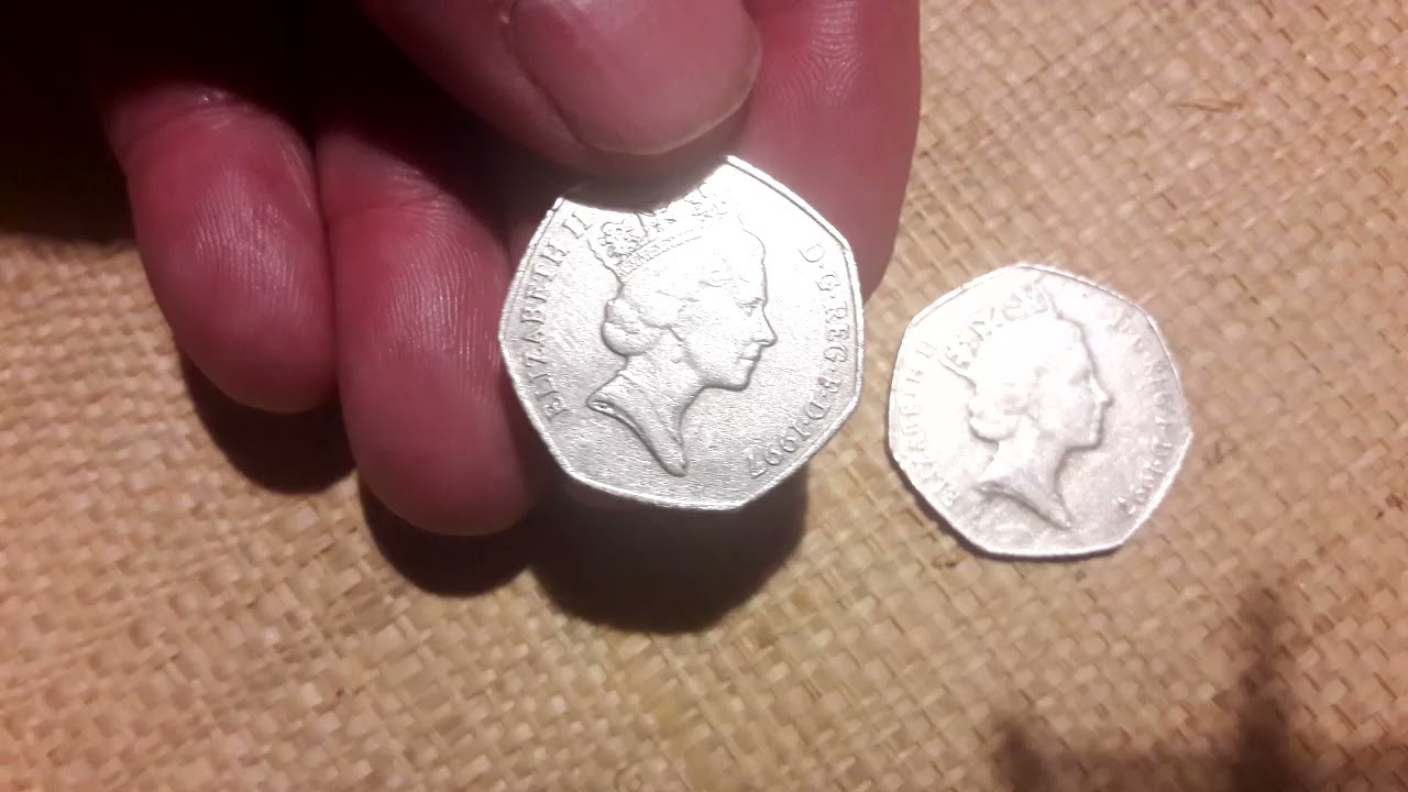Error 50 pence weight and thickness England 1997