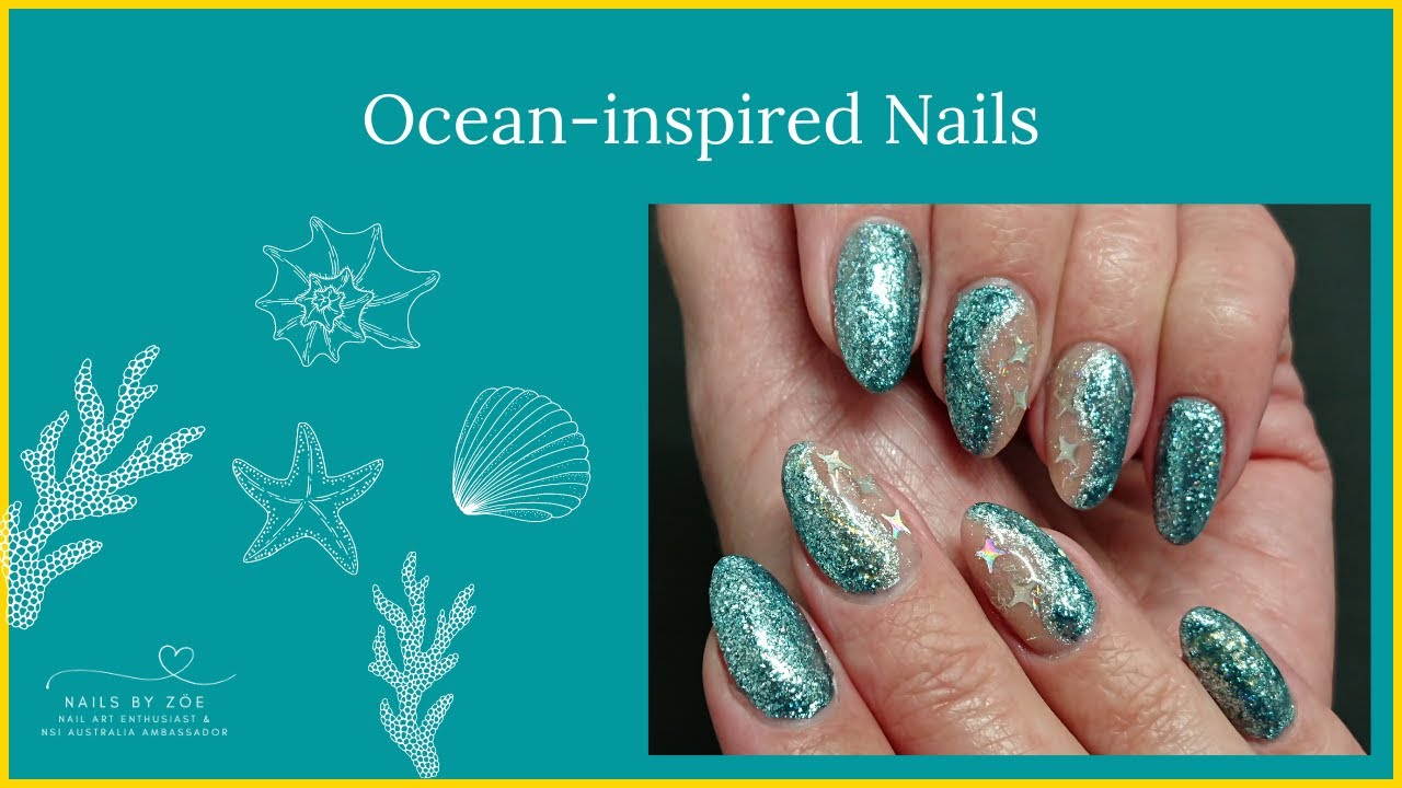 Ocean Nails | Nail Design Using NSI 16in1 Solid Gel Polish and Liner Art Gel Kit