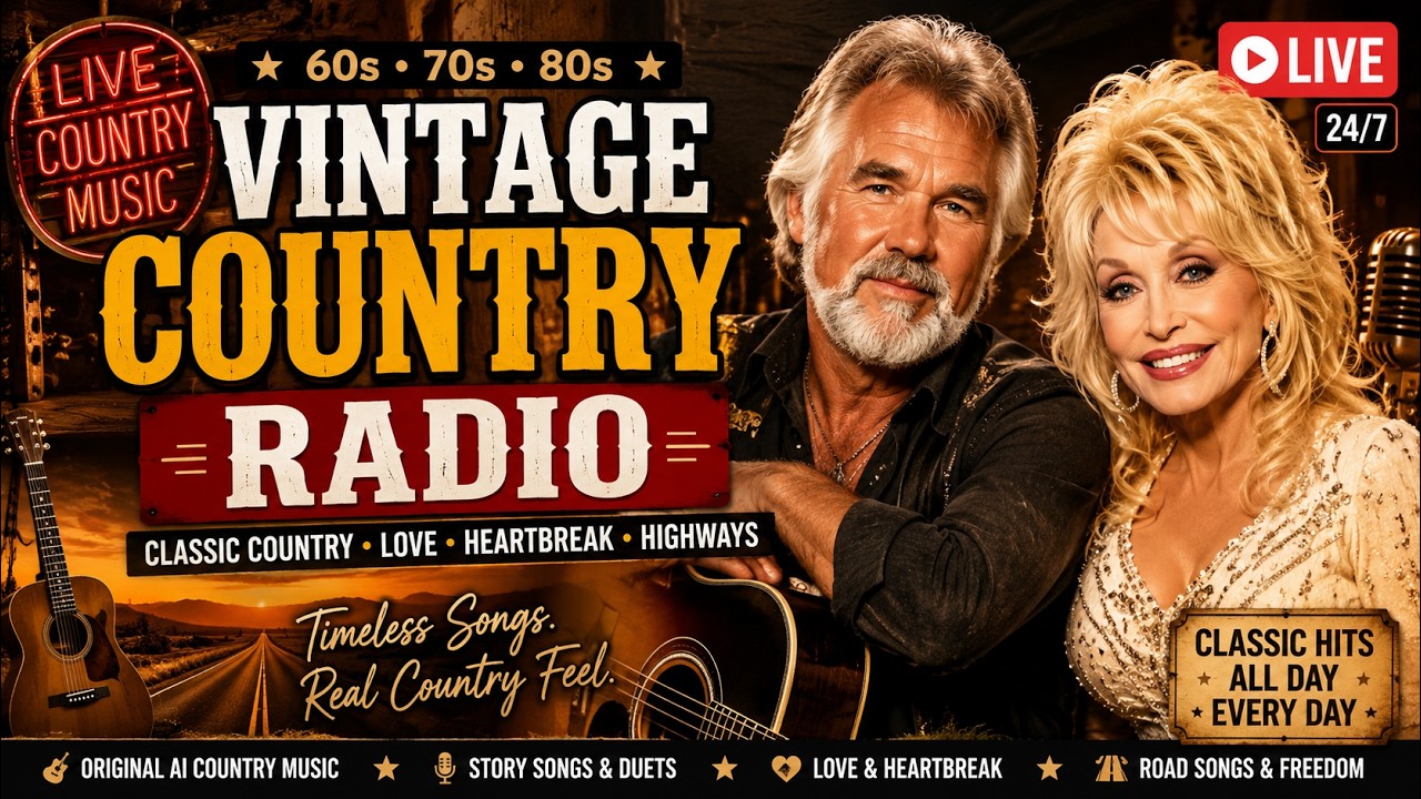 🤠 OLD COUNTRY NIGHTS 🔴 LIVE | Vintage 60s, 70s & 80s Country Music | Dolly Parton, Kenny Rodgers