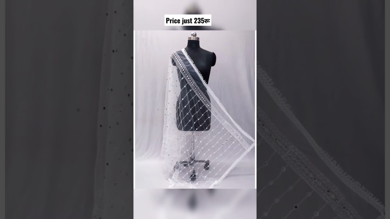 beautiful white chikankari dupatta price just 235 rp #shortvideo #fashion