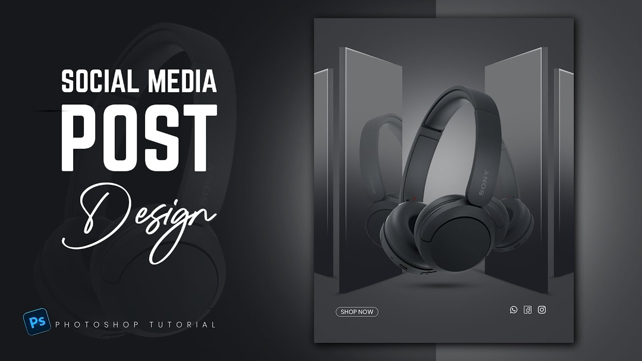 How to Design a Professional Headphone Ad | Photoshop Social Media Post Tutorial
