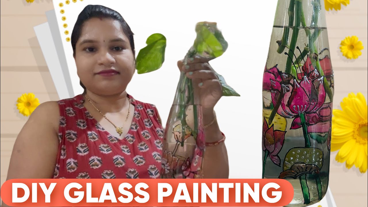 EASY GLASS PAINTING 🖼️| DIY BOTTLE ART❤️ @suvramohanty1101