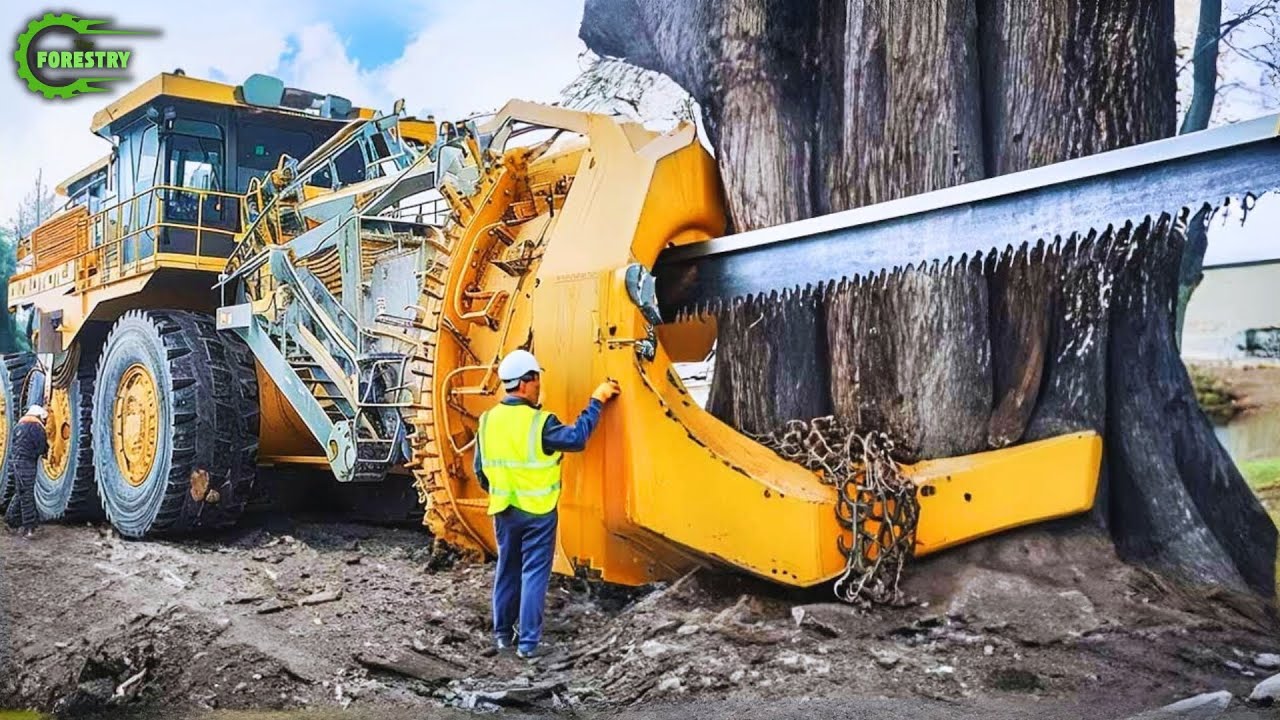 Extreme Dangerous Fastest Big Chainsaw Cutting Tree Machines | Monster Stump Removal Excavator #111