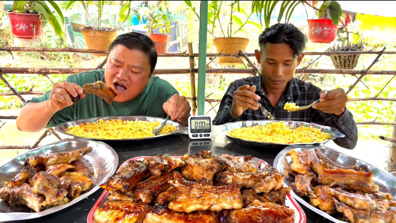 Trận Đấu 15 Phút chấp 200g Thịt 3,8 Ký Cơm Chiên Sườn Nướng | ATN