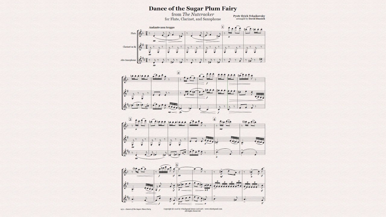Nutcracker Sugar Plum Fairy Flute, Clarinet, Sax Trio Christmas Sheet Music