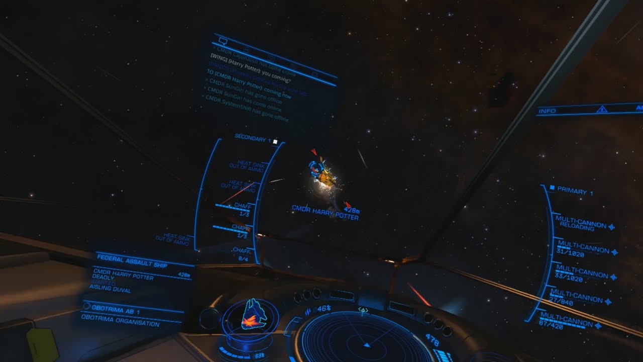 z4.MAFIA (FDL) vs Harry Potter (FAS) (Elite: Dangerous 1v1 in Virtual Reality)