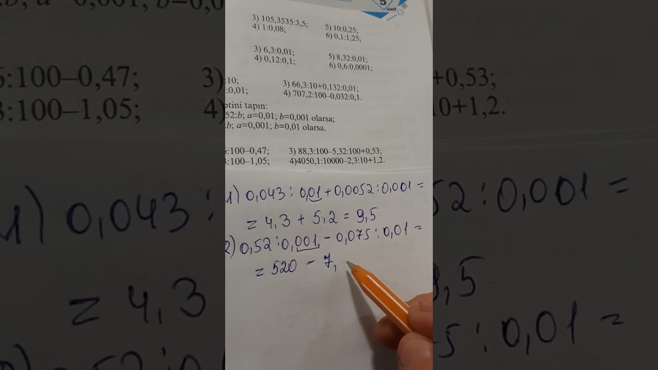 5ci sinif Riyazyyat Namazov səh-145 Onluq kəsrin onluq kəsrə bölünməsi