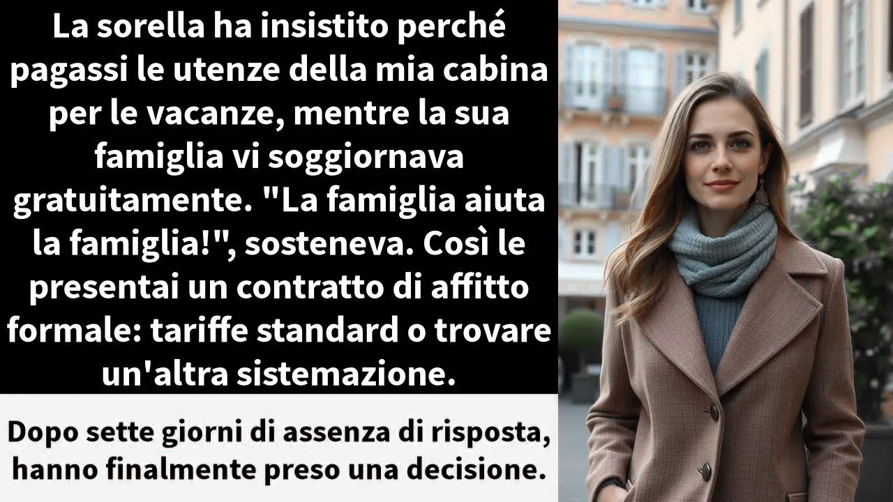 La sorella ha insistito perché pagassi le utenze della mia cabina per le vacanze,