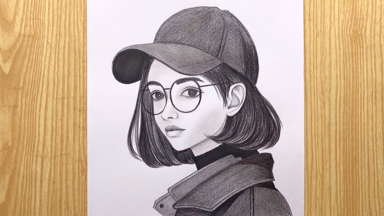 How to Draw a Girl Face with Glasses Easy | How to Draw a Girl Wearing Hat | The Crazy Sketcher