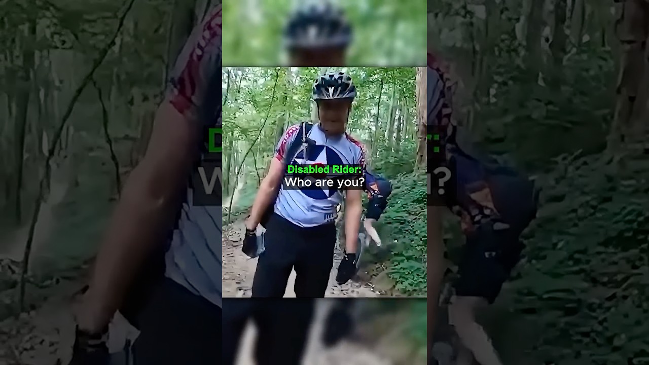 Человек с ограниченными возможностями сталкивается с наглым велосипедистом