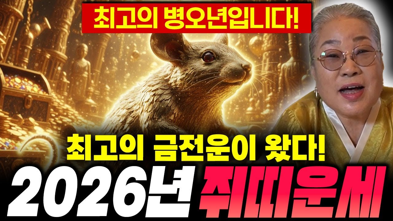 2026년 병오년 대박나는 쥐띠운세! / 귀인이 재물운, 문서운까지 들고와 자식까지도 행복해지는 운이 들어왔다?! 기대하셔도 좋습니다! /96년생, 84년생, 72년생, 60년생