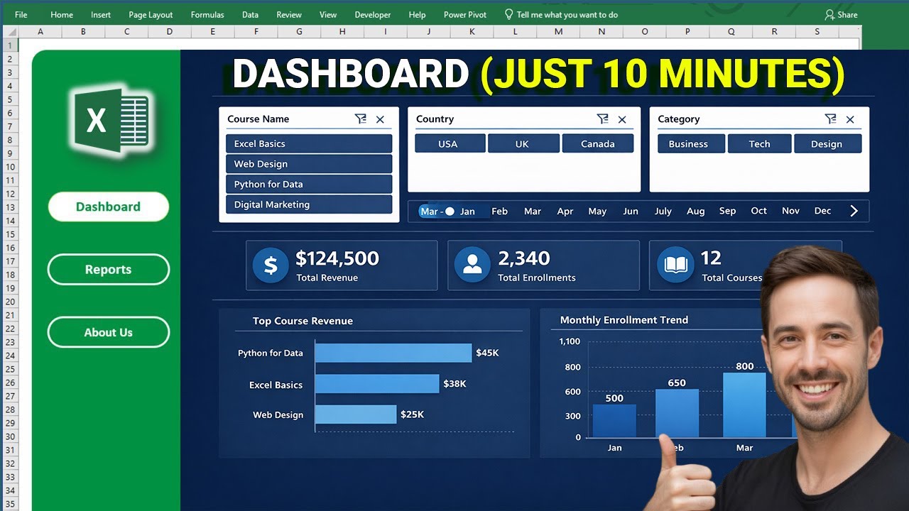Профессиональная панель мониторинга в Excel всего за 10 минут (без VBA) #excel #dashboard