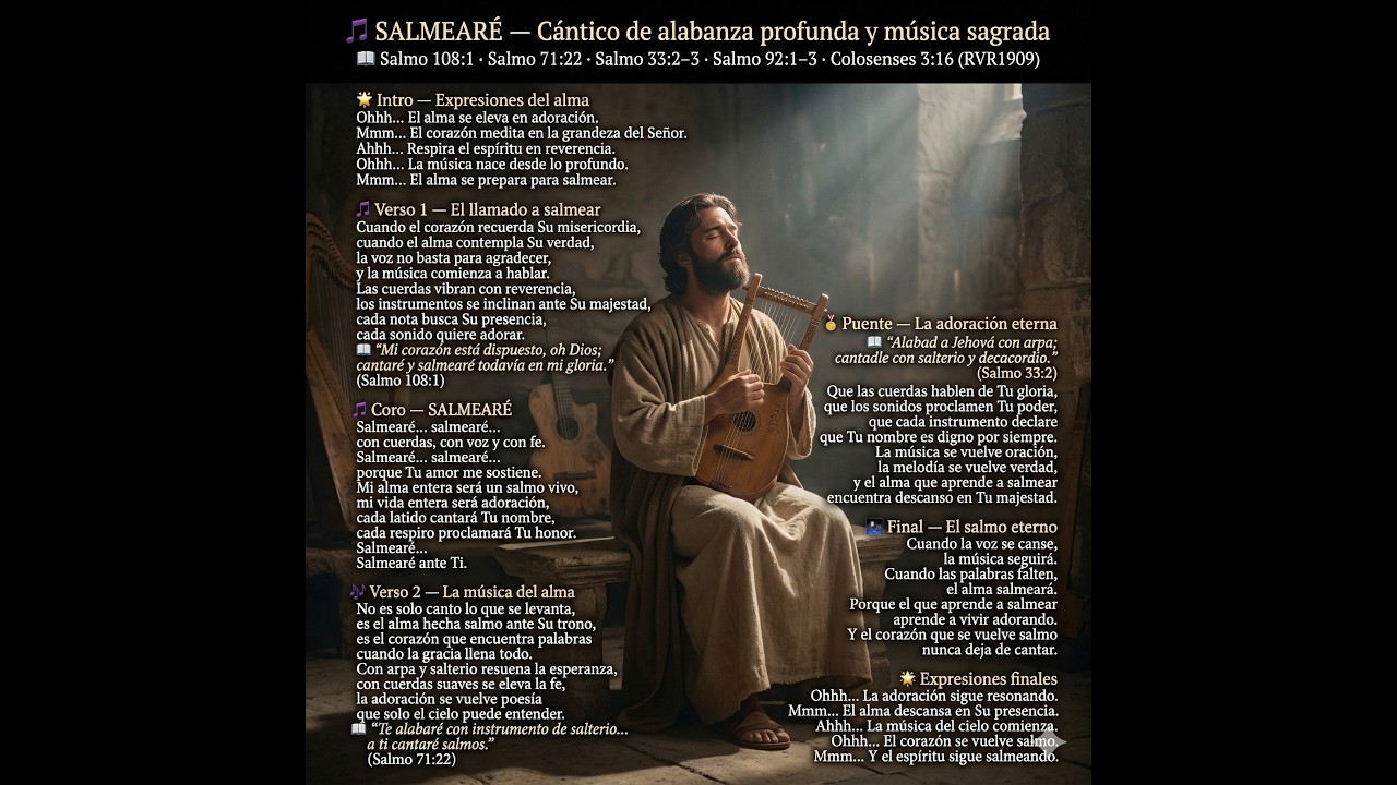 🎵 SALMEARÉ — Cántico de alabanza profunda y música sagrada📖 Salmo 108:1 · Salmo 71:22 · Salmo 33:2–3
