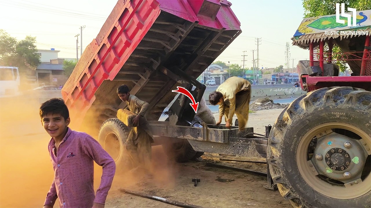 No Tools? No Problem! Tractor Trolley Hydraulic Repaired with Bare Hands