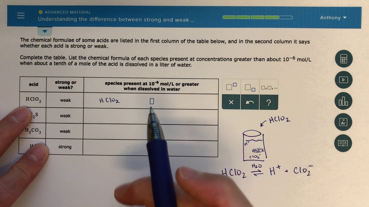 ALEKS - Understanding the Difference Between Strong and Weak Acids