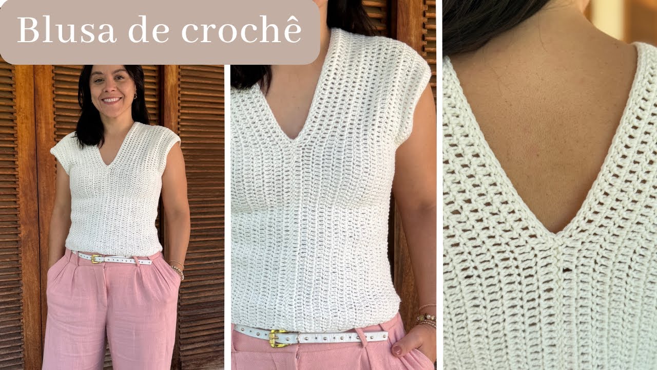 BLUSA FÁCIL PARA INICIANTES   PAP CROCHÊ   Ponto alto croche
