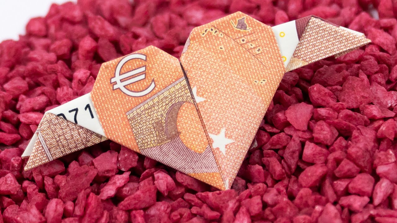 Geld falten Herz mit Flügeln ❤️ Geldgeschenke zur Hochzeit basteln