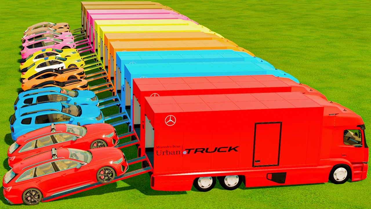 CARS with Colors | All Cars Transport With Urban Trucks In Fs22 | Farming Simulator 22 |