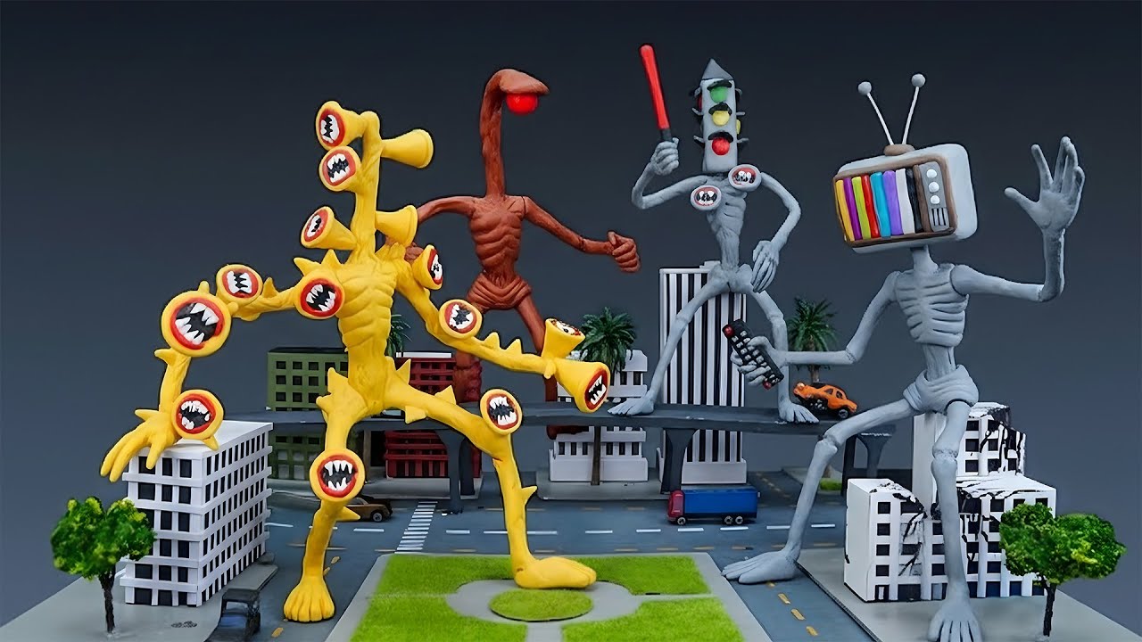 Making ALL SIREN HEAD: Lvl 999 gold, Traffic light, Light head, TV head | Trevor Henderson with Clay