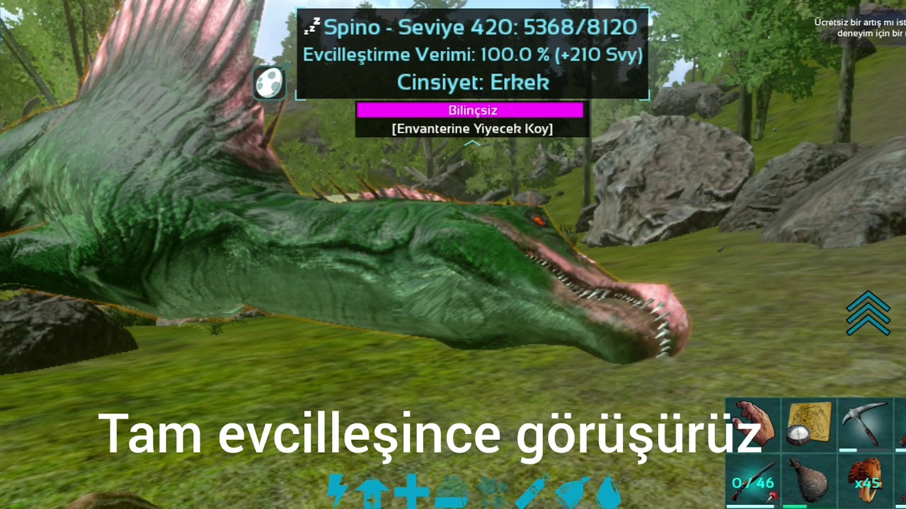 Ark:Survival Evolved Mobile Türkçe(s1b11)Yüksek seviyeli Spino tameleme!