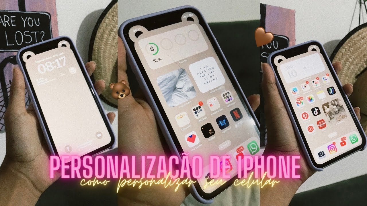PERSONALIZAÇÃO DE IPHONE- como personalizar e organizar seu celular 🐻🤎| IPHONE XR em 2023!