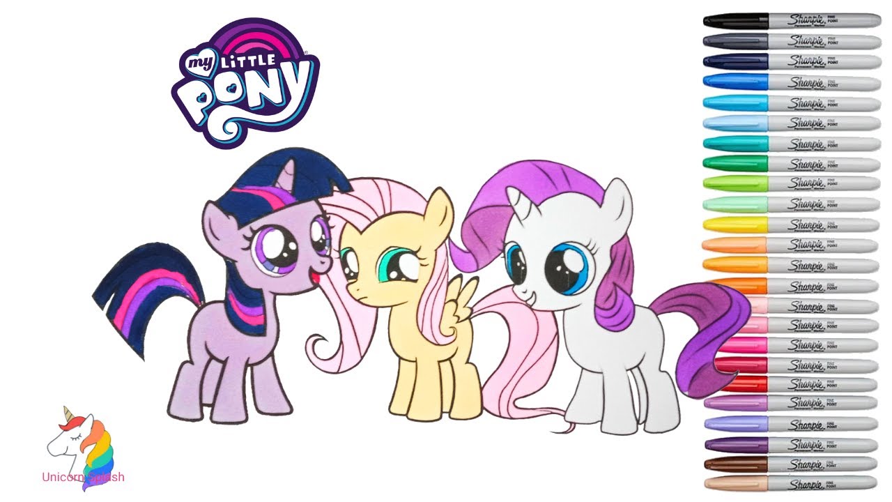 My Little Pony Coloring Book Fluttershy Twilight Rarity as Filly MLP Colouring