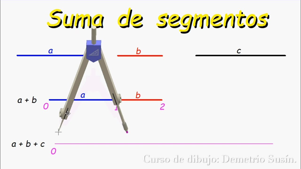 Curso de dibujo técnico: suma de segmentos. Tutorial muy, muy fácil. Paso a paso.