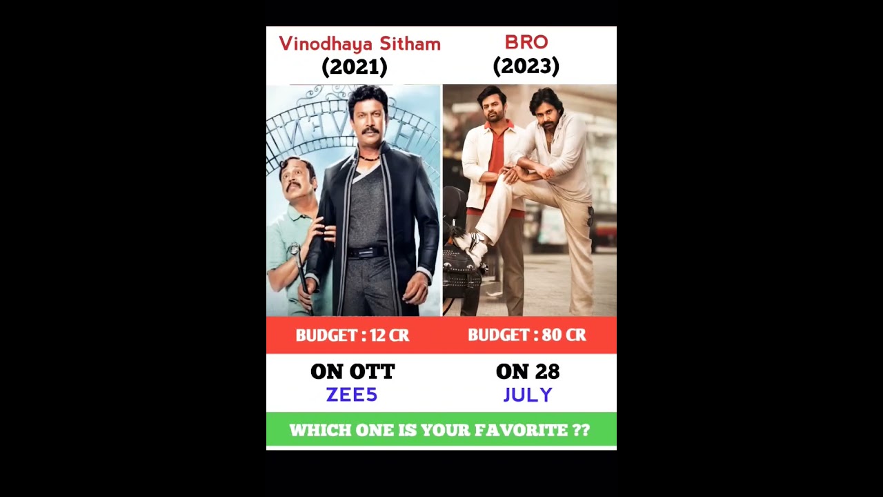 Vinodhaya Sitham Vs Bro Movie Comparison Release Date || #shorts #vinodhayasitham #bro #pawankalyan
