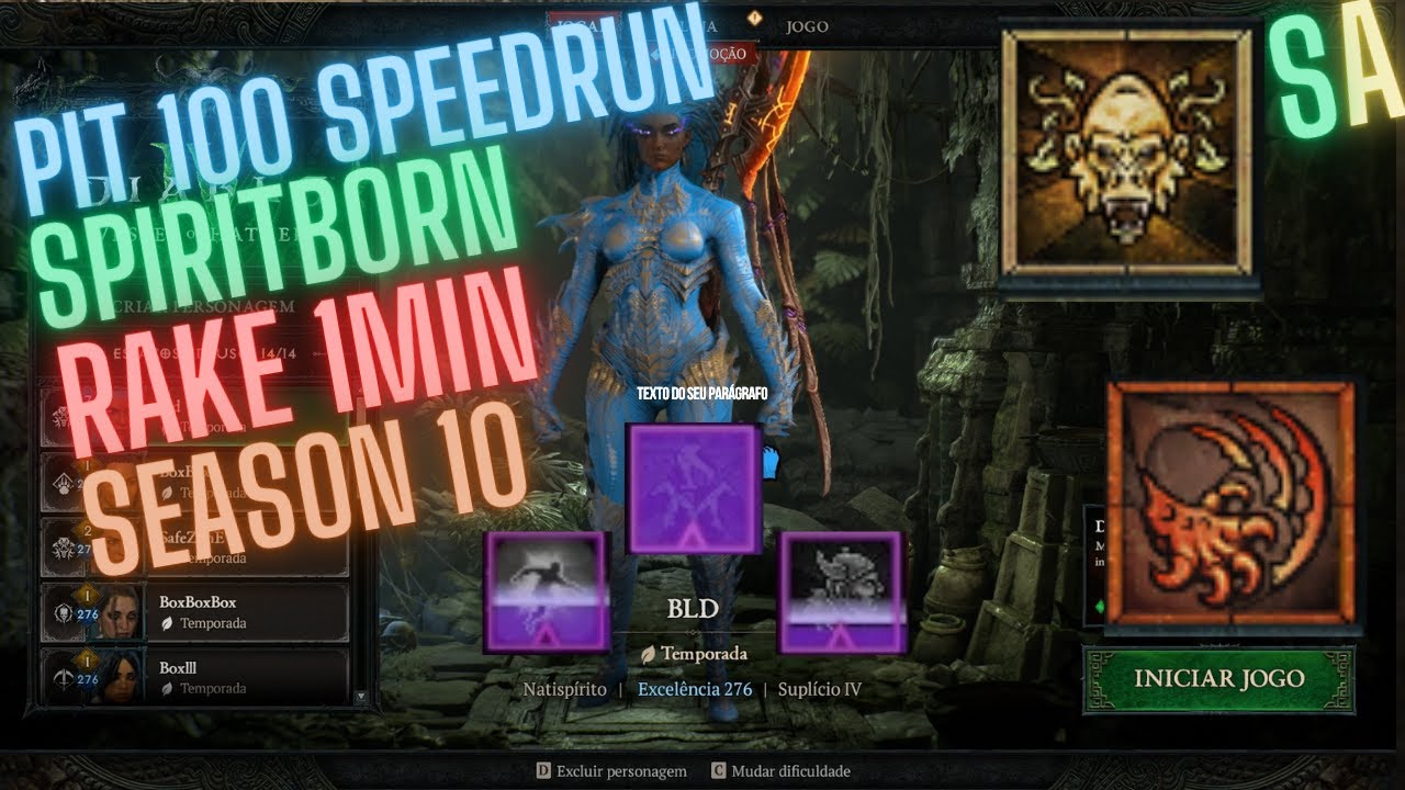 Spiritborn SpeedRun Pit 100 1min Rake Diablo 4