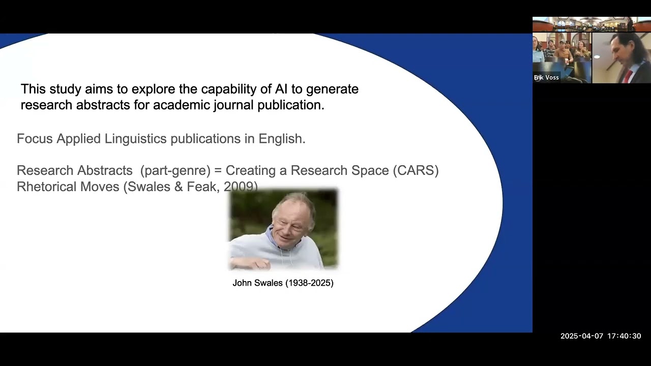 Erik Voss, Teachers College: Can AI write an academic abstract for me?