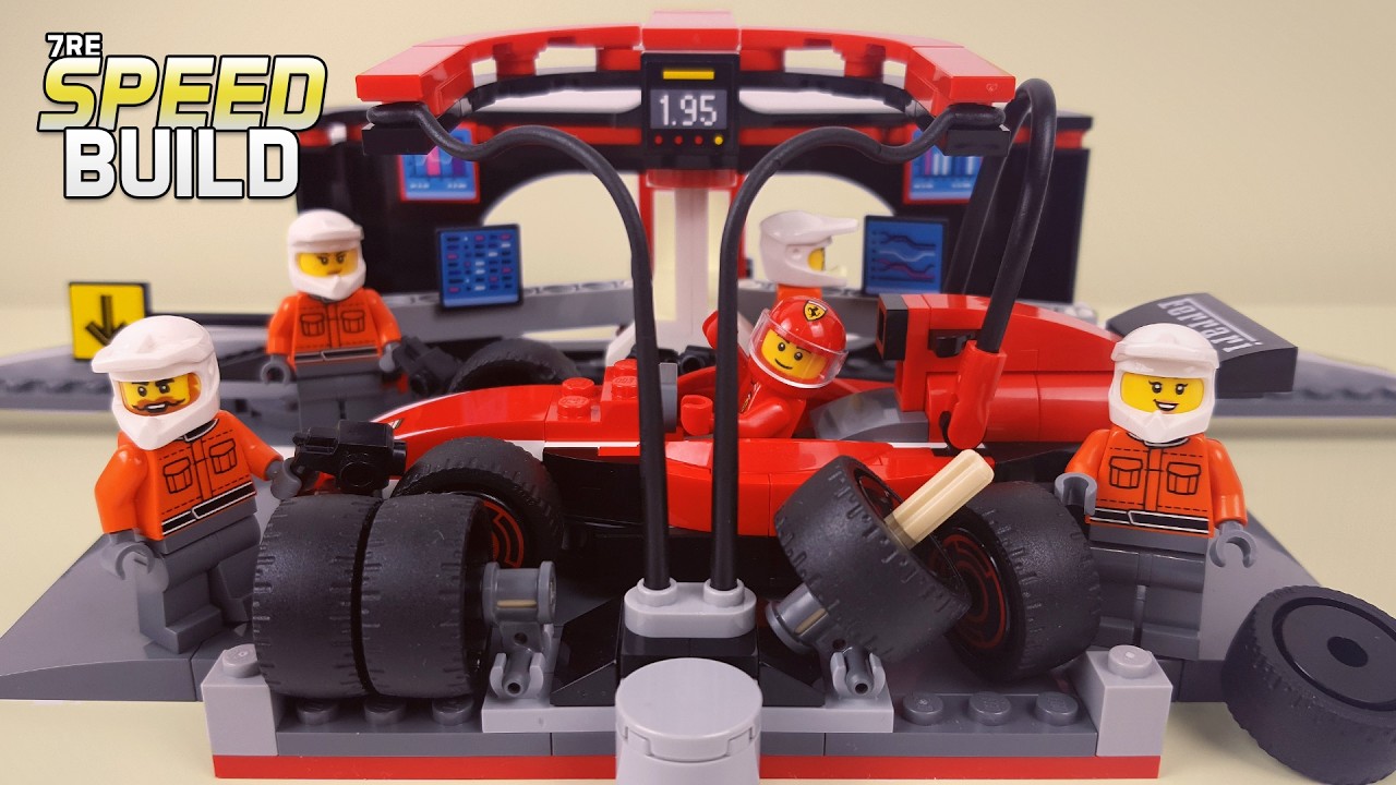 Fastest Pit Stop? 60443 F1 Pit Stop & Pit Crew with Ferrari Car | Lego City Stop Motion Speed Build