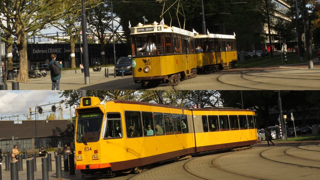 * UNIEK* ZGT - 834 rijdt achteruit op Rotterdam Centraal, Oude trams op Rotterdam Centraal!