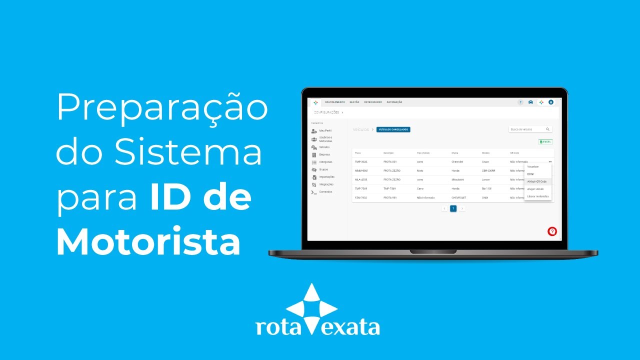 Identificação de Motorista via QR Code - Preparação do sistema!