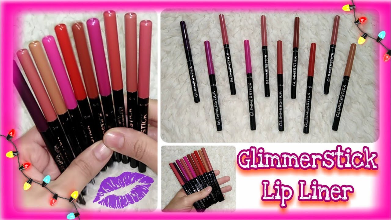 ١٠ درجات 🌈 من محدد الشفاة جليمرستيك من افون ✨ Glimmerstick Lip Liner Swatches ✨🙈