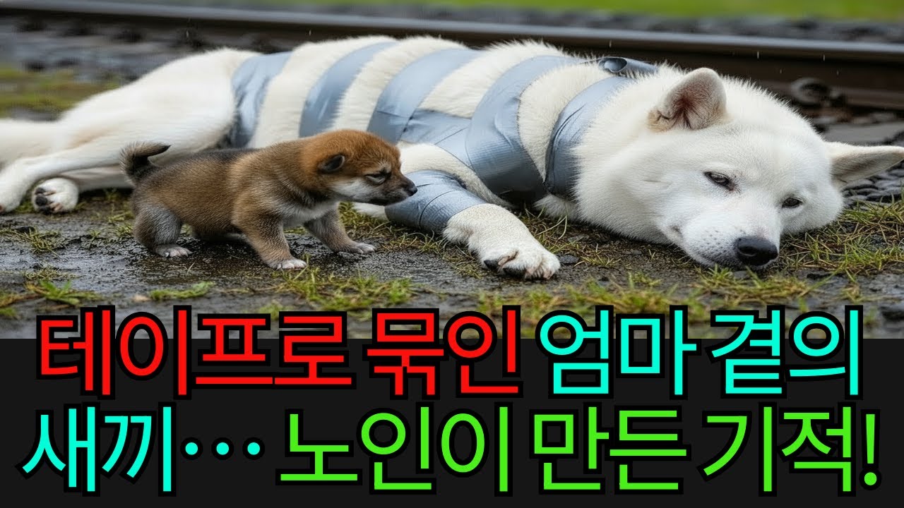 전신이 테이프로 묶인 엄마 곁에서 우는 진돗개 새끼… 생사의 순간, 가난한 노인이 구해 기적이 찾아왔다!