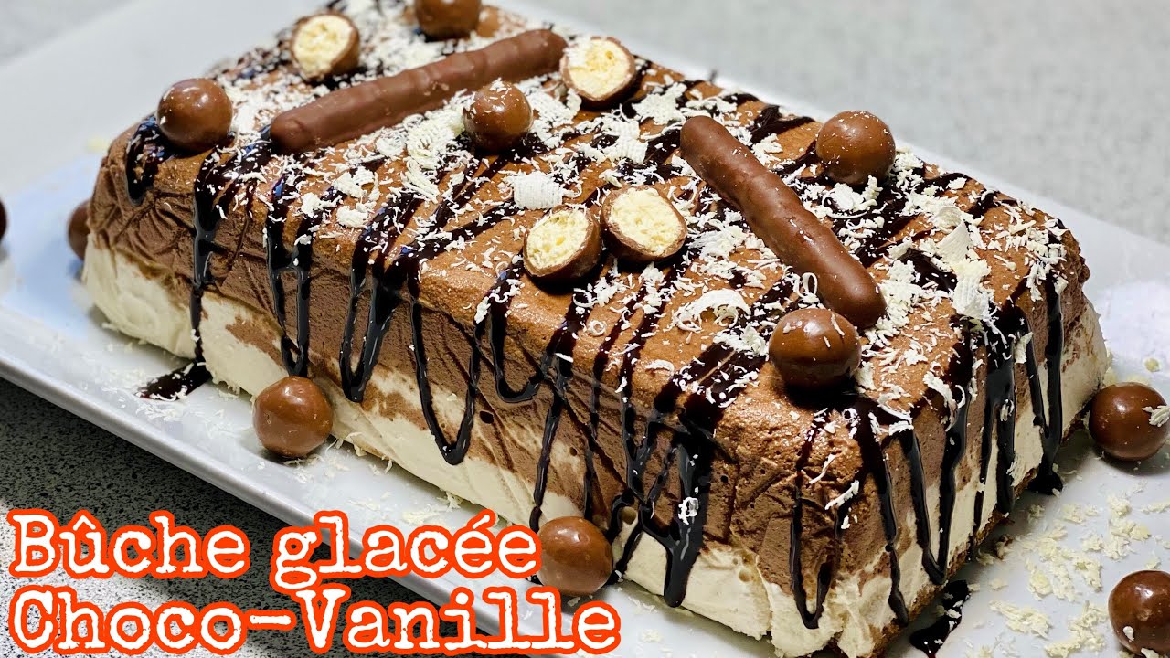 LA MEILLEURE BÛCHE GLACÉE CHOCOLAT-VANILLE DE 2021 ✅ Très facile et sans moule à bûche🍫Deli Cuisine