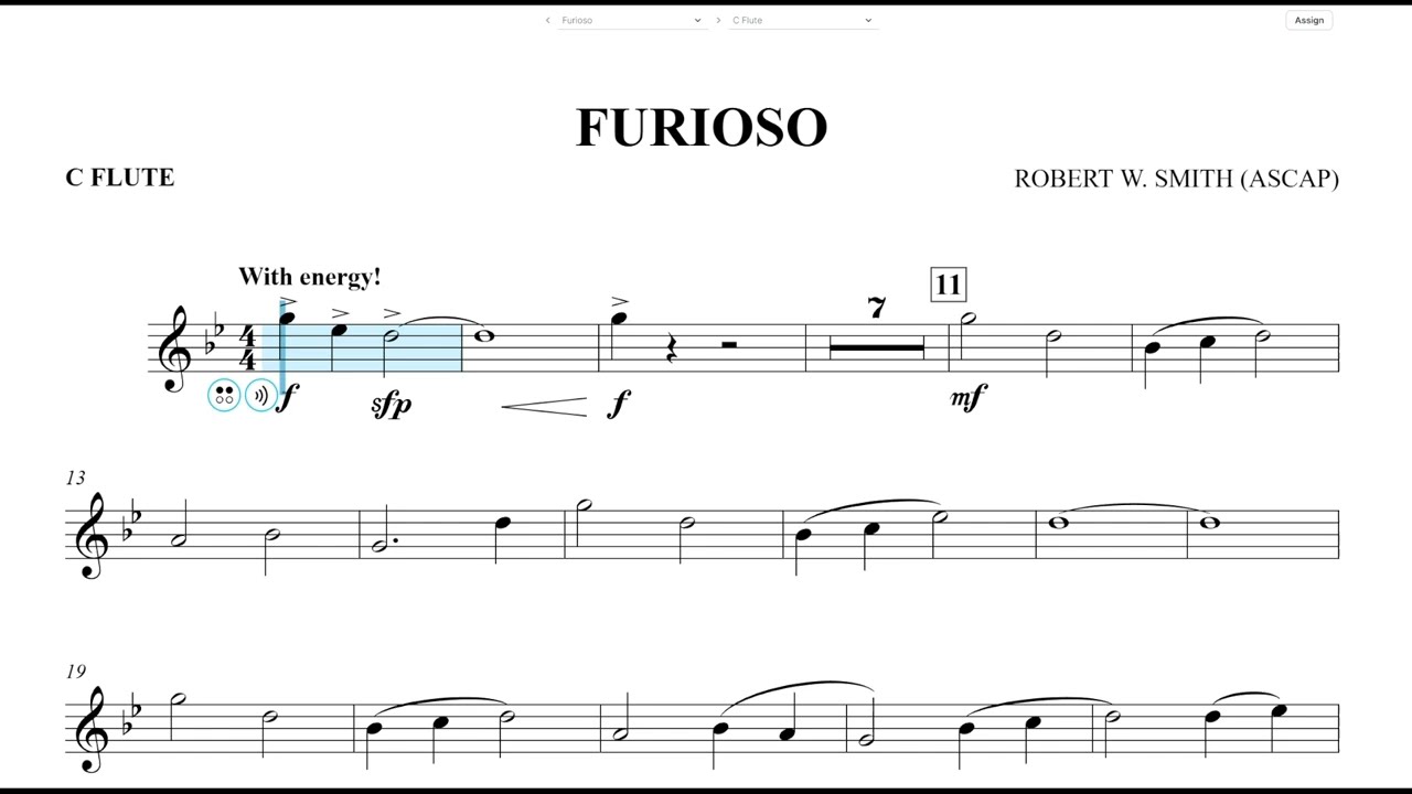 Furioso (Robert W. Smith) Flute Play Along