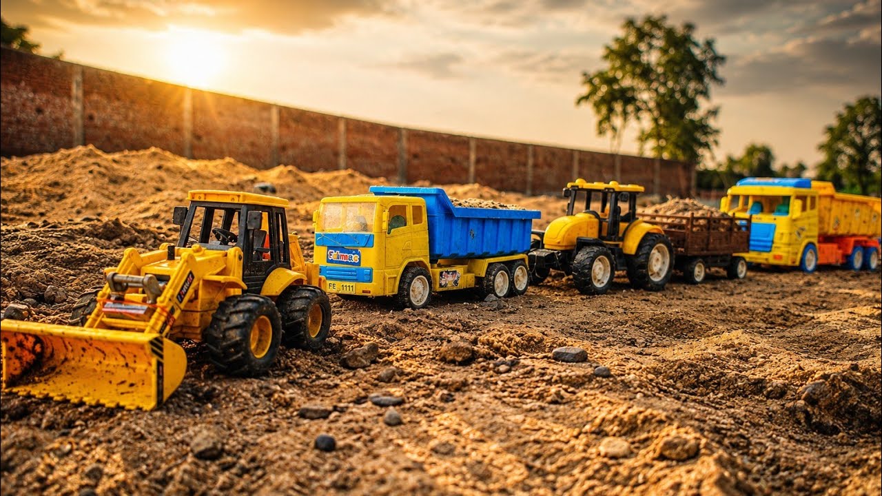Jcb 3dx loading sand in AshokLeyland truck tata truck and tractor sand unloading mission #jcb #truck