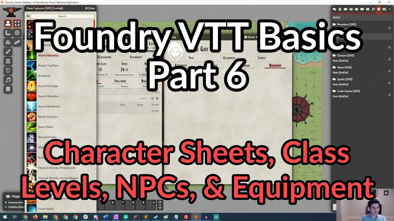 Foundry VTT Basics Part 6 - Character Sheets, Equipment, Class Levels, and Enemies