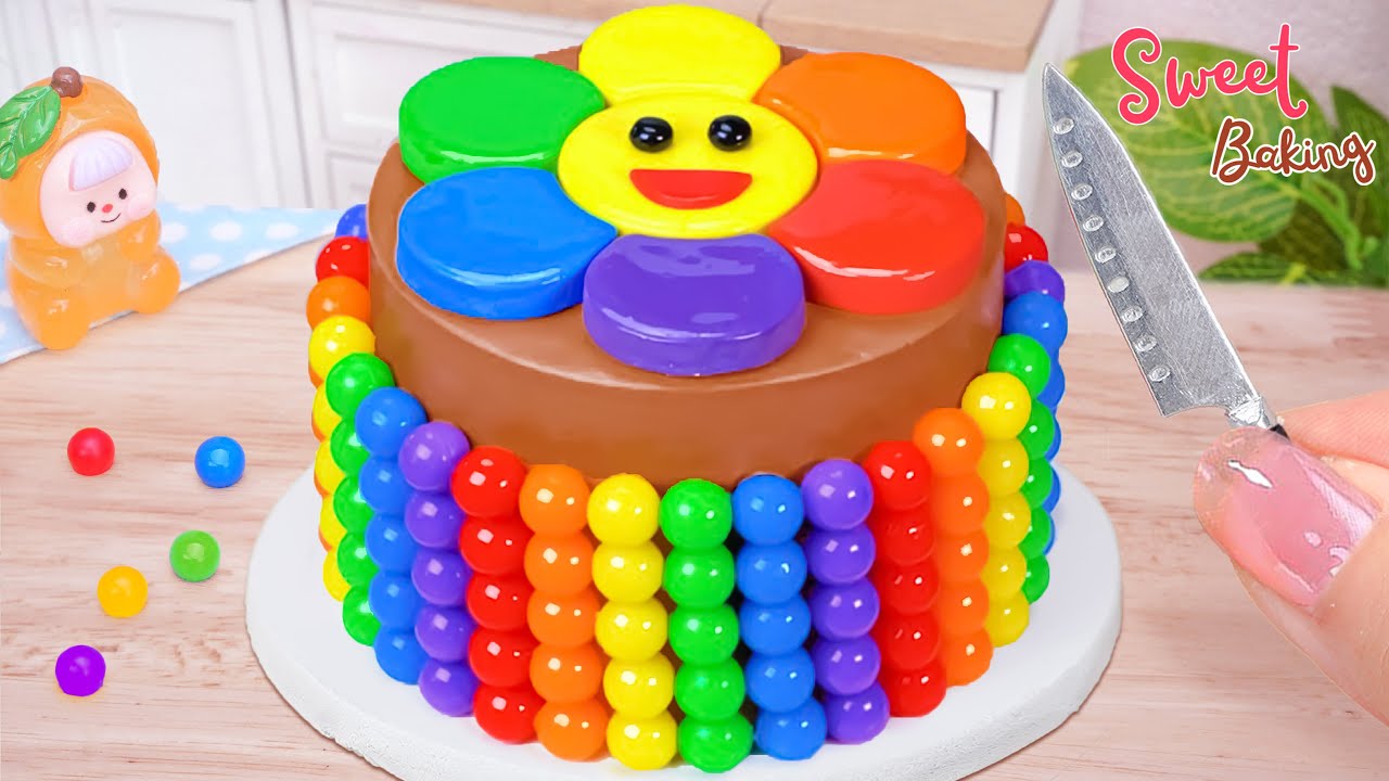 🌈Rainbow Flower Cake🌈How To Make Miniature Rainbow Chocolate Cake Decorating Ideas🌈By Sweet Baking🌈
