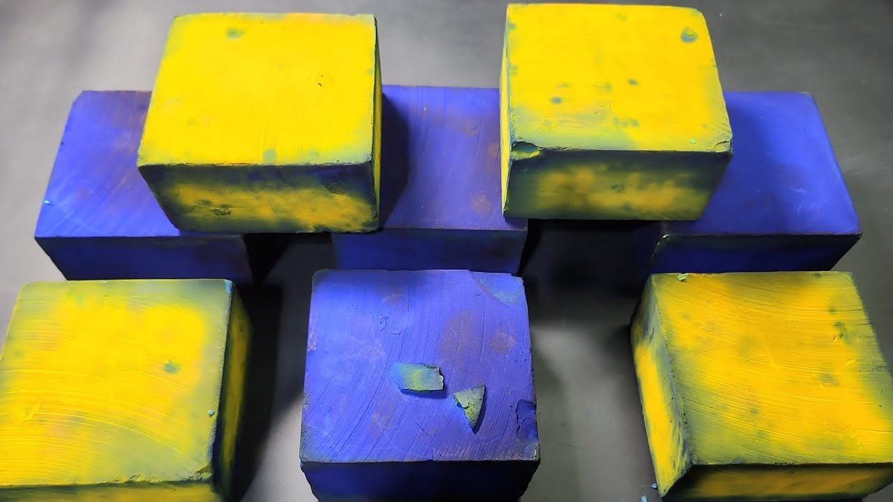 💛💙 Special and Vibrant Dyed Chalk Blocks I Dusty | Crunchy I ASMR I Oddly Satisfying #asmr #fyp