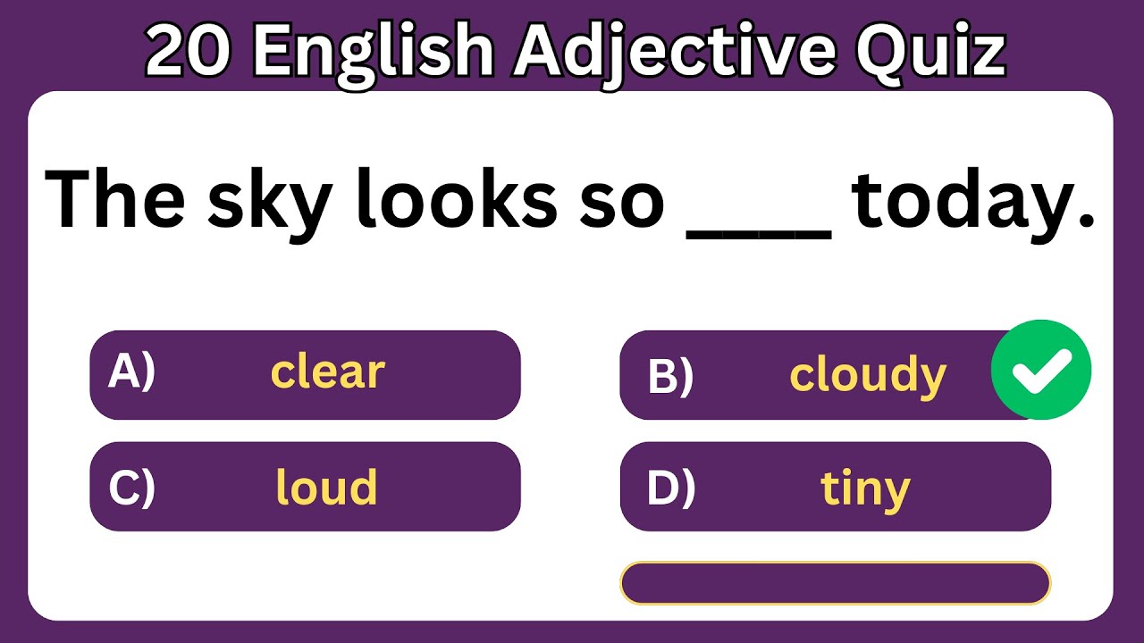 20 Adjective Quiz to Boost Your English Skills Fast || Fun English Quiz