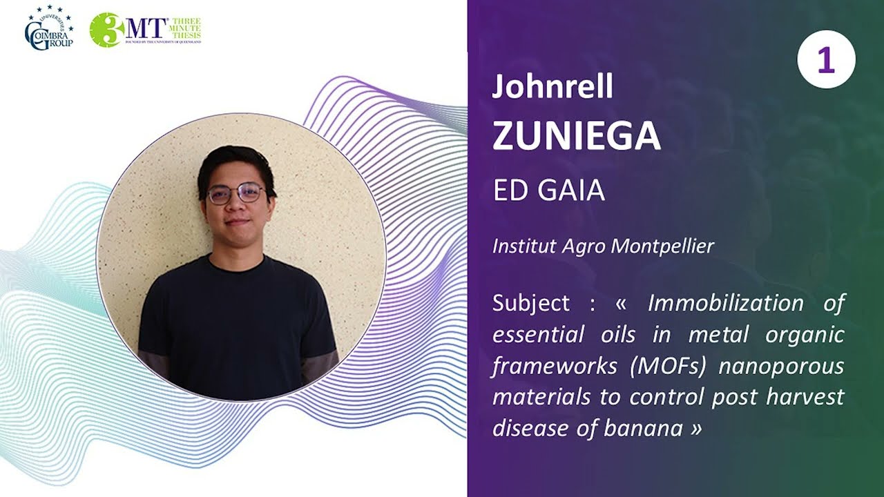 Three Minute Thesis COIMBRA Montpellier 2023 - Johnrell ZUNIEGA