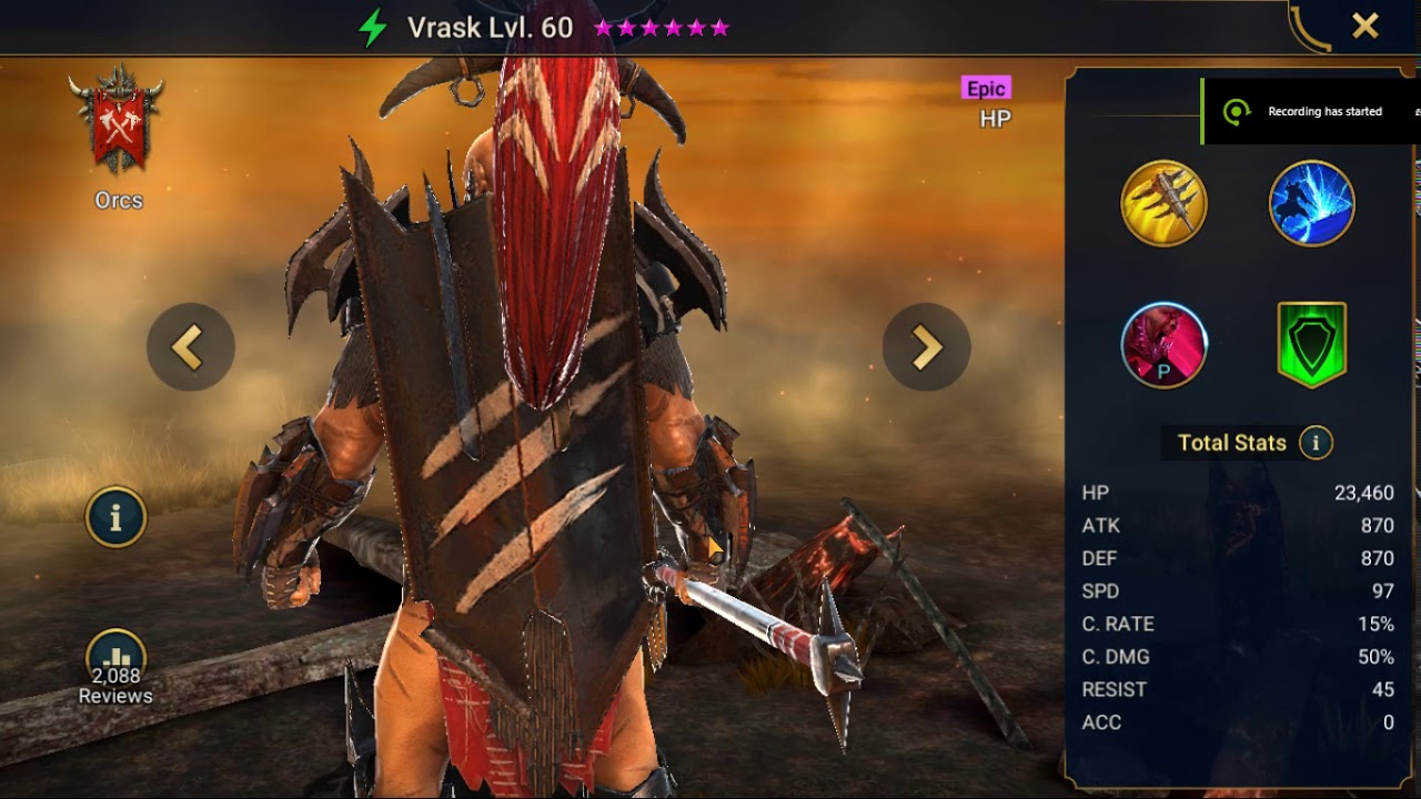 Raid Shadow Legends Hero Showcase Vrask lv 60