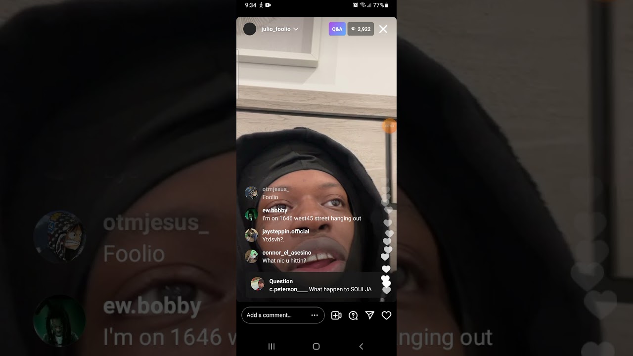 Julio Foolio iG Live Q & A, Funny stories about the opps 😂👀🙏🏾💯💲💫