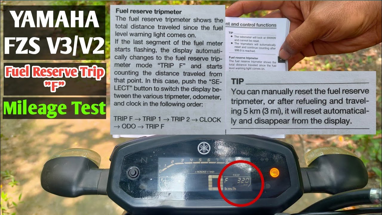 Yamaha FZS V3 Fuel Reserve Trip F & Mileage Test Tutorial bangla
