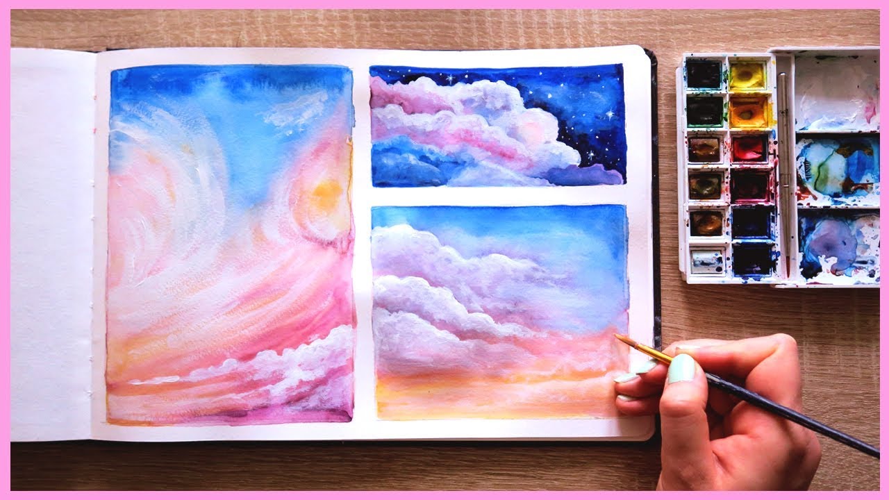Как нарисовать облака из сахарной ваты акварелью для начинающих | Art Journal, четверг, выпуск 17