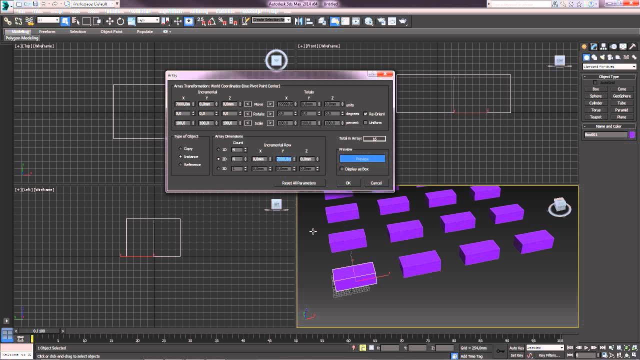 3D Max. Урок №5. Массивы объектов. Радиальный массив.